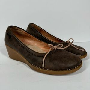 Camper Brown Leather Slip On Wedges Comfort Outdoor Gorpcore Size 36 6